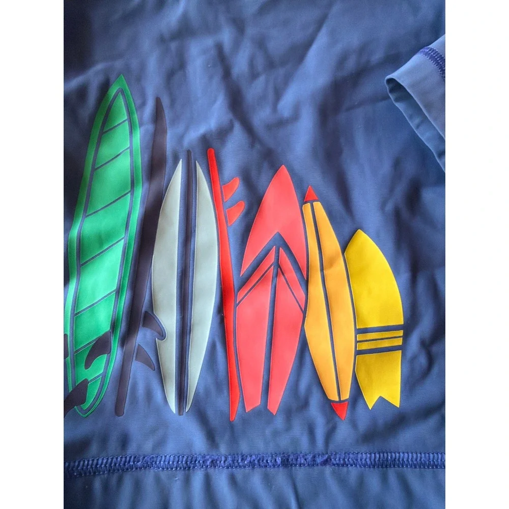 Hanna‎ Andersson Rash Guard Blue Surfboard Graphic Long Sleeve Swim Top 3T 90cm
